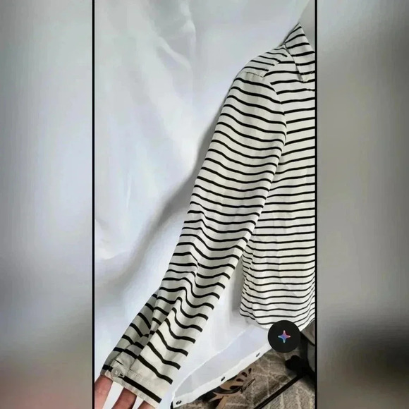 The Limited Extra Small Long Sleeve Black & White Striped Career Blouse - Picture 8 of 9